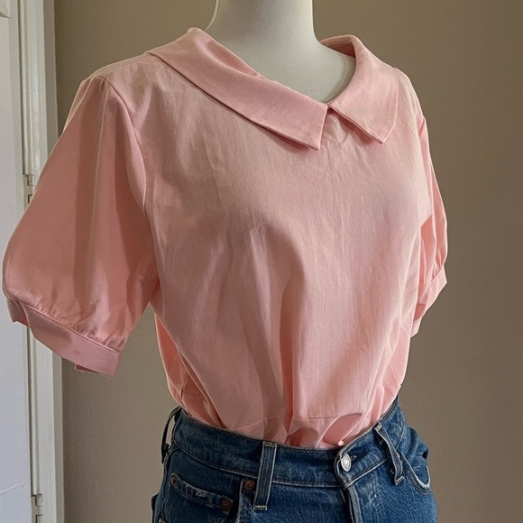 100% Cotton Pink Peter Pan Collar Top - Picture 1 of 6